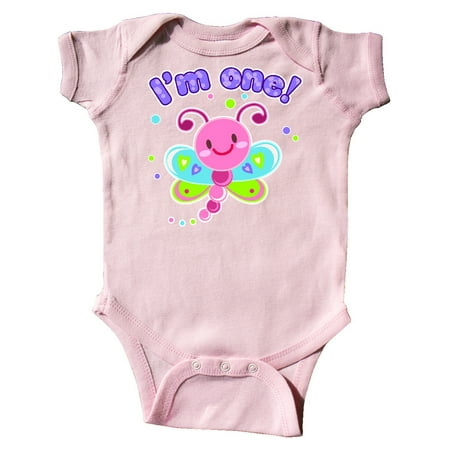 

Inktastic I m One- dragonfly First Birthday Gift Baby Girl Bodysuit