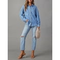 thumbnail image 6 of EMMIOL Women's Oversized 100% Cotton Denim Shirt Long Sleeve Button-Down Blouse with Pockets Casual Western Style, 6 of 7