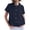 Navy#63, variant on YOIAVAIOY Peter Pan Collar Shirts Women Business Button Up Shirts Lightweight Casual Short Sleeve Blouse Light Blue M
