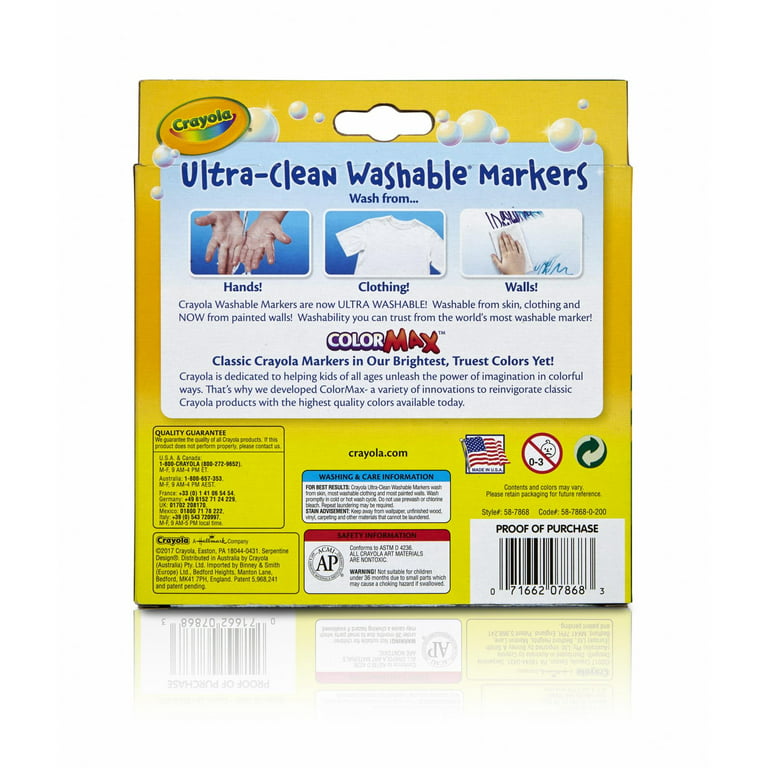 Crayola Ultra-Clean Washable Broad Line Markers, Back to School Supplies,  20 Ct, Classic Colors