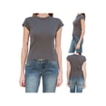 thumbnail image 4 of Liacowi Women's Slim Fit Crop Tops Casual Solid Color Crew Neck Short Sleeve Tight Tee Shirt Basic Streetwear, 4 of 5