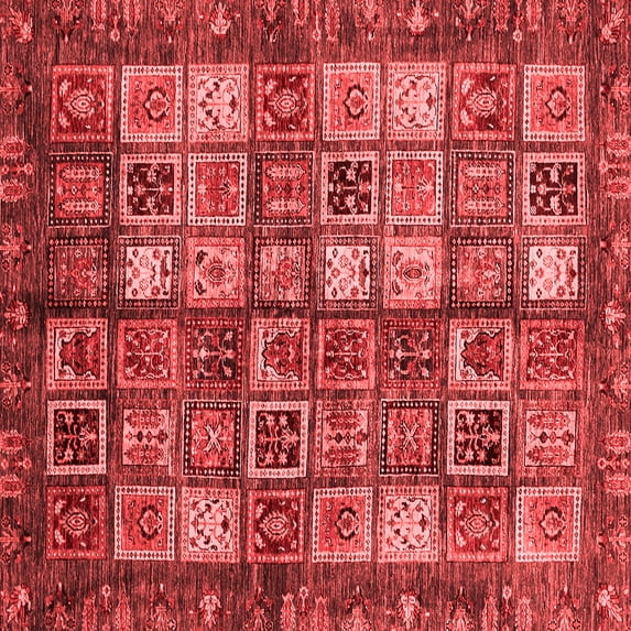 Ahgly Company Indoor Square Abstract Red Modern Area Rugs, 7' Square
