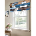 thumbnail image 6 of Retro Wooden Block Curtain Valances for Windows, Vintage Rustic Abstract Wood Kitchen Valance Window Treatment, Light Filtering Block Curtains for Bathroom/Bedroom/Living Room 42'' x 18'', 6 of 9