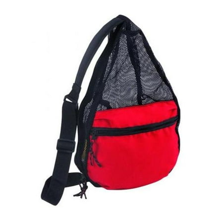 Bulk Buys Large Zippered Mesh One Strap Backpack - Red - Case of 48