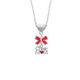 thumbnail image 2 of Delight Jewelry Silvertone Cheer Mom with Red Heart Red Bow Heart Necklace, 2 of 4