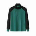 thumbnail image 2 of Womens Casual Jacket Full Zip Long Sleeve Hoodless Sport Sweatshirt Coat Color Block Fall Outwear with Pockets (L, Green), 2 of 2