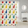 thumbnail image 2 of Manfei Silhouette Cat Shower Curtain 72Wx78L, Swirl Dot Bath Curtain, Red Green, 2 of 5