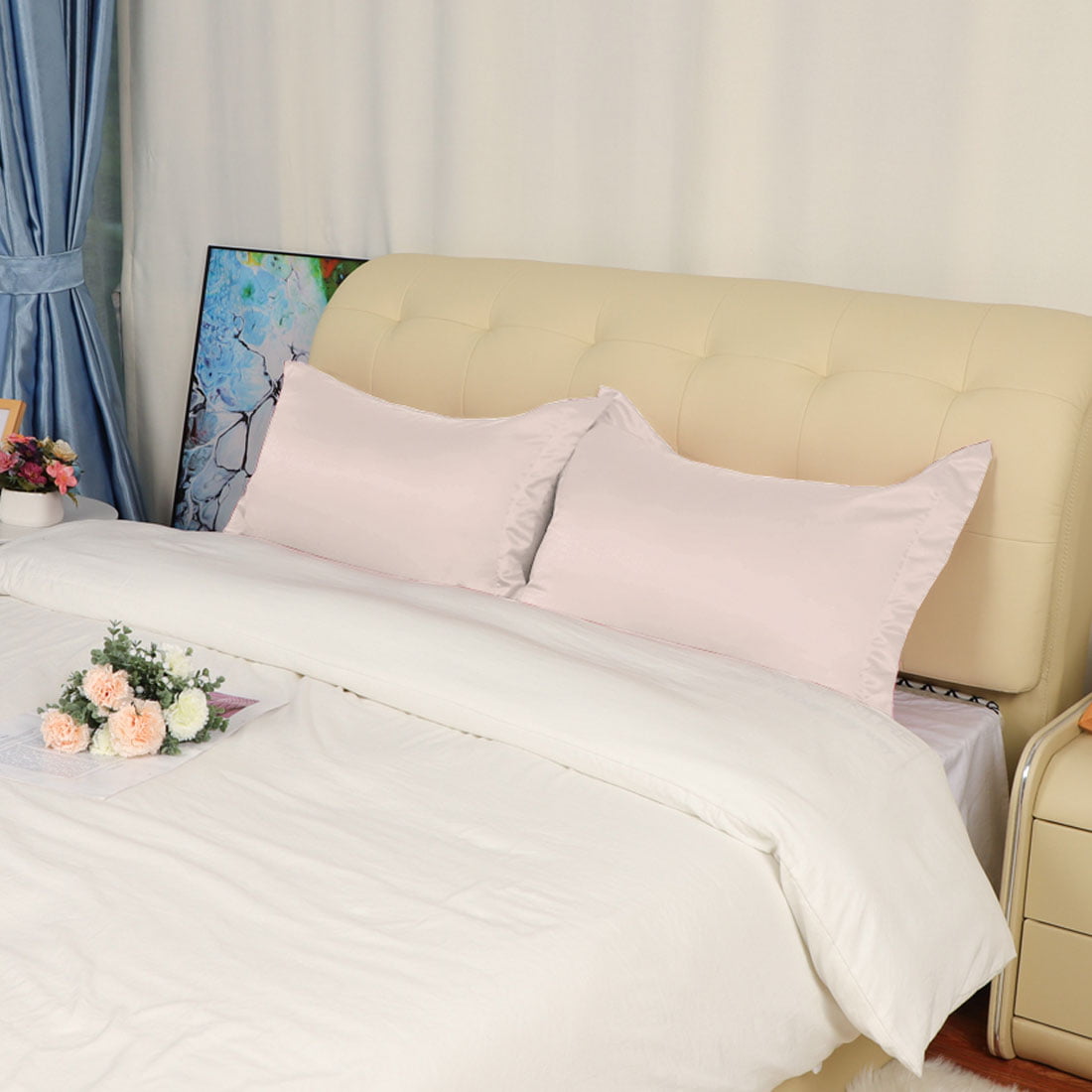 Details about   2Pcs Premium Satin Silky Bed Pillow Case Covers Pillowcases Standard Queen King 