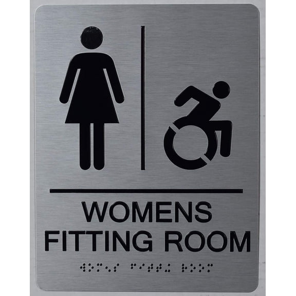 WomenS Fitting Room ACCESSIBLE with Symbol Sign -(Aluminium,Silver,Size 6x9)-The Sensation line (ref-2201)