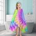 thumbnail image 6 of Colorful Tie Dye Pattern Hooded Bath Towel，60"x35" for Ages 3 To 12 Kids, Quick Dry Lightweight Soft Microfiber Hood Beach Towel Cover Up for Kids, 6 of 7