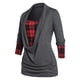 thumbnail image 1 of Camiseta Talla Extra Manga Larga a Cuadros Drapeado Frontal Rosegal Mangas largas de talla grande, 1 of 5