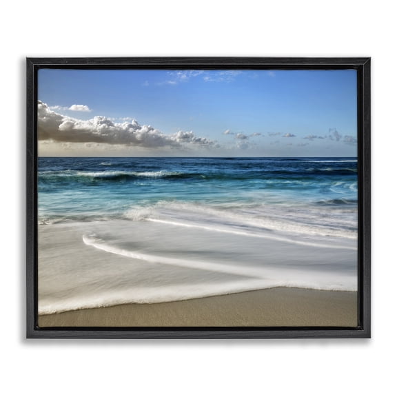 Stupell Industries Coastal Morning Foam on Shore Black Floating Frame Canvas Art, 21 x 17, by Superstock Partners LLC