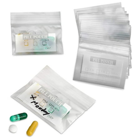 100 Zipper Pill Bags Pouch Am Pm Vitamin Organizer Medicine