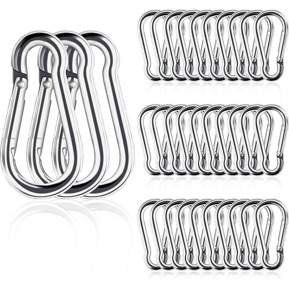 Small Carabiner Clip, 20pcs 1.57inch Mini Carabiners Clips, M4 Stainless Steel Spring Snap Hook Heavy Duty, Locking Carribenares for Climbing Hiking Camping Fishing