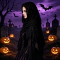 thumbnail image 2 of Renaissance Halloween Shawl For Women, Hooded Cowl Scarf Accessories, Medieval Vintage Festivals Wrap Cape, 2 of 6