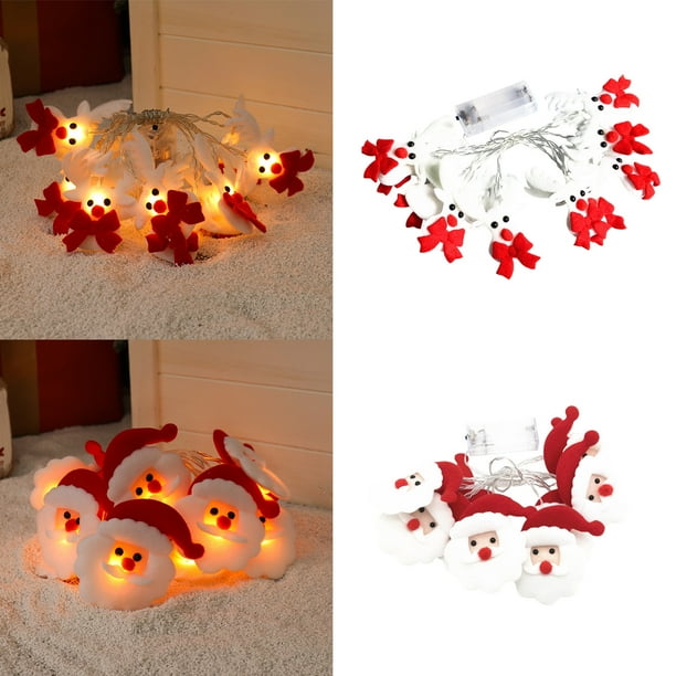 Guirnalda de Luces Navideñas de Muñeco de Nieve de Tela | Luces Colgantes de 165 Cm | Plástico Rojo | Decoración para Interiores y Exteriores | Bombillas Led de Bajo Voltaje
