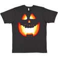 thumbnail image 3 of Inktastic Toothy Grin Pumpkin Face in Orange Glow T-Shirt, 3 of 5