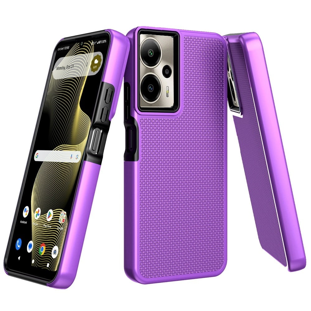 Xpression Phone Case For AT&T Motivate Pro 5G Dual Layer Heavy-Duty Hybrid Rugged Case Rugged Texturized TPU & PC Shockproof Silicone Military Grade Cover, Purple