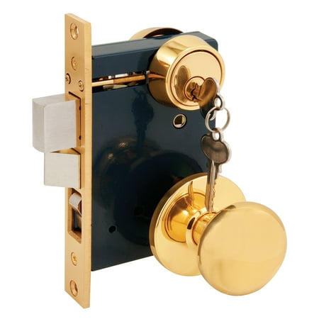 2-1/2 in. Backset  Entrance Mortise Lockset  Wrought Solid Brass  Right Hand  Double Cylinder