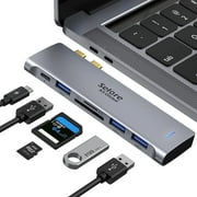 USB C Adapter for MacBook Pro MacBook Air M1 2020 2019 2018 13" 15" 16" Multiport USB C Hub MacBook Accessories with 3 USB 3.0 Ports, PD 100W Thunderbolt 3 Port, SD/TF Slot(6 in 1)