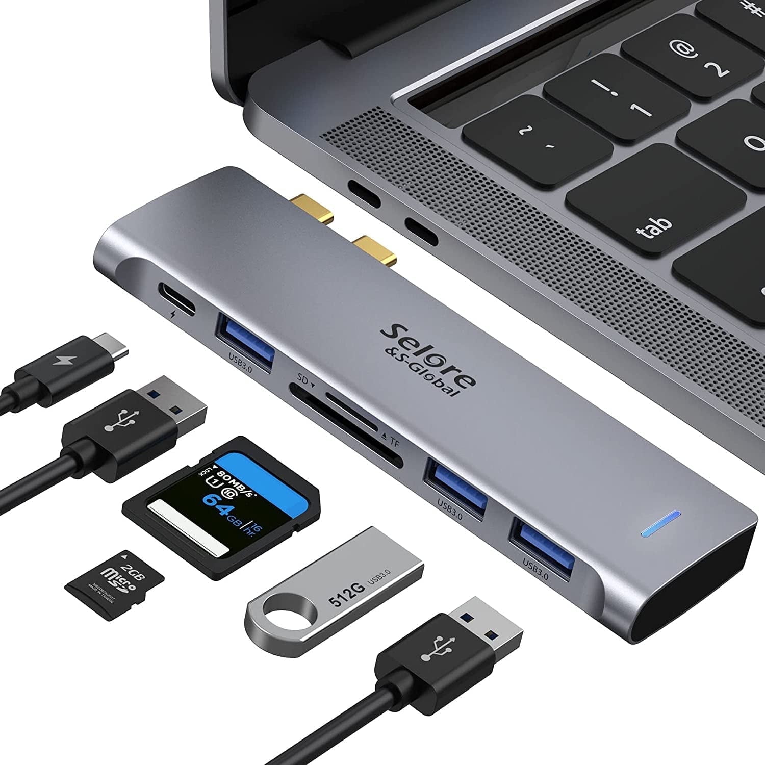 USB C Adapter for MacBook Pro MacBook Air M1 2020 2019 2018 13" 15" 16" Multiport USB C Hub MacBook Accessories with 3 USB 3.0 Ports, PD 100W Thunderbolt 3 Port, SD/TF Slot(6 in 1)