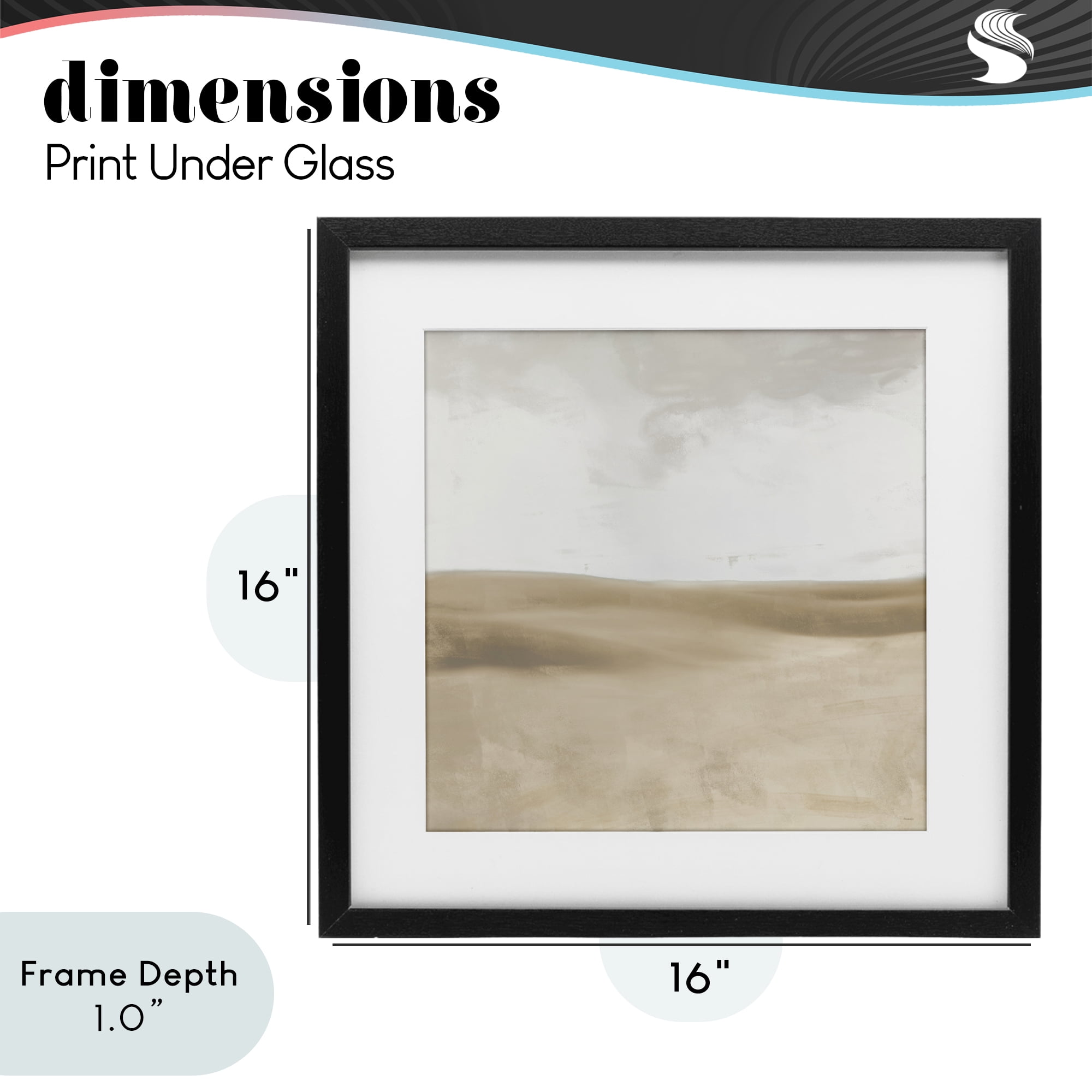 Stupell Industries Smooth Neutral Hills Black Framed Print Under Glass, design by Dan Meneely