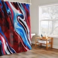 thumbnail image 4 of Red Blue Gradient Marble Shower Curtain, Abstract Ombre Wave Stone Texture Waterproof Shower Curtain Set with 12 Hooks Lightweight Bath Curtains Fabric Bathroom Decor 36x72 Inches, 4 of 9