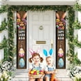 thumbnail image 2 of Happy Easter Door Banner 71x12 Inch Bunny Easter Door Porch Signs Eggs Rabbits Hanging Door Sign Welcome Hanging Flag for Wall Yard Garden Decor, 2 of 7