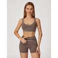 thumbnail image 4 of IBTOM CASTLE Womens Workout Sets Color Block Sports Bra Matching High Waist Shorts 2 Piece Gym Yoga Pilates Outfits Brown, 4 of 7