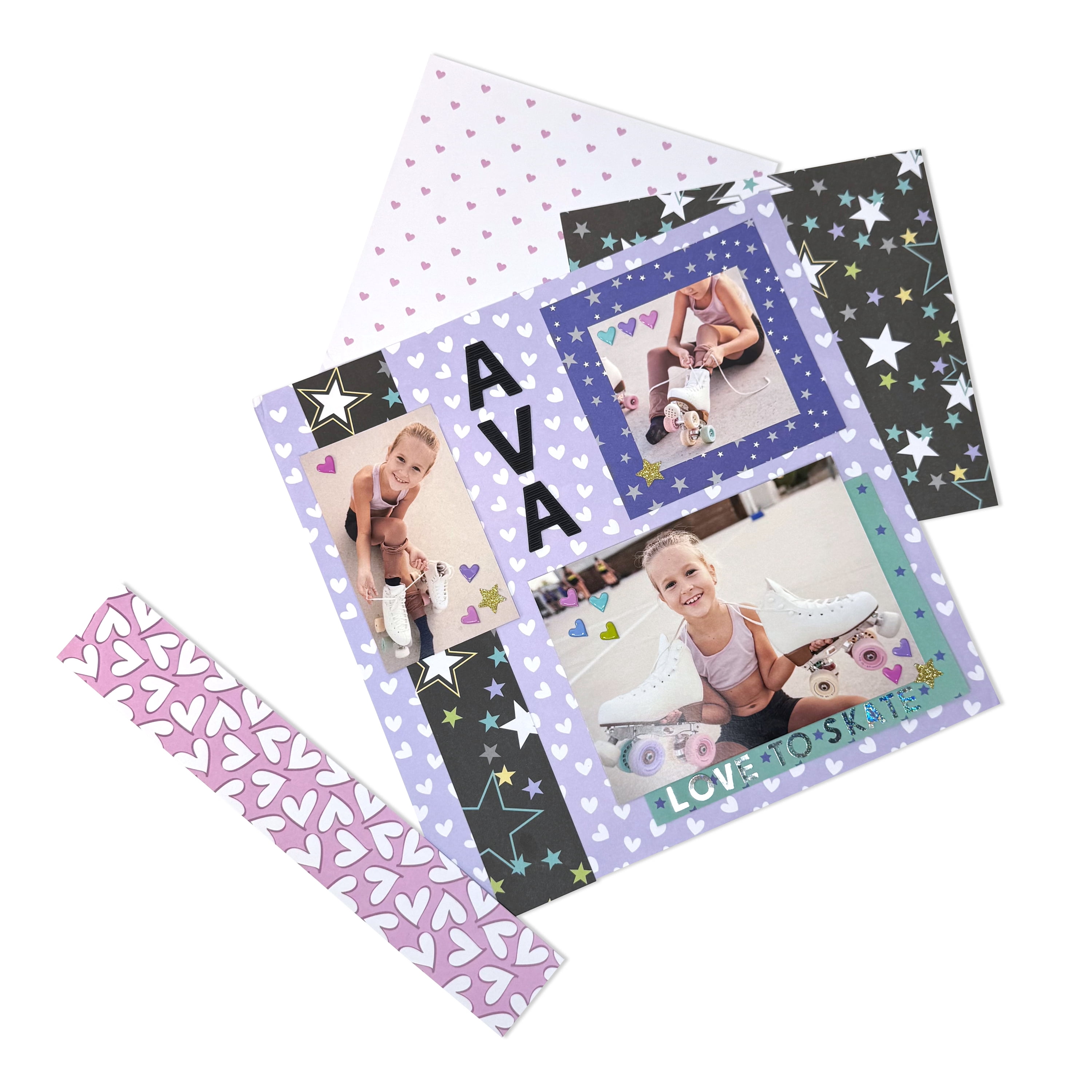 Hello Hobby Hearts & Stars Multi-Size Paper Pack for Scrapbooking and Crafting