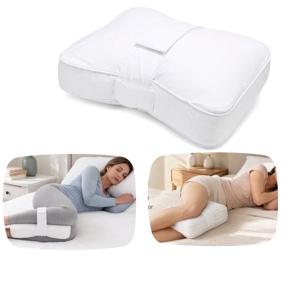 WEAIZYS Ergonomic Knee Pillow with Straps for Side Sleepers and Travel Comfort and Support Relieves Pressure on Hips and Legs