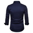 thumbnail image 4 of IROINNID Long Sleeve Shirts for Men Loose Rose Embroidered Turndown Shirt Blouse,Navy, 4 of 4