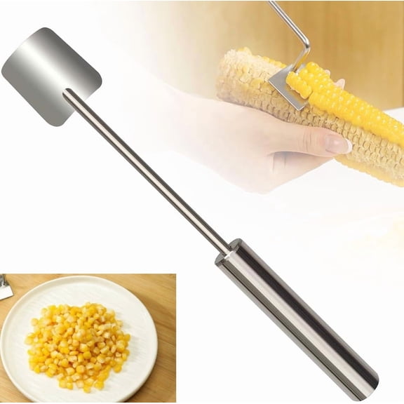 Corn Cob Peeler, 2025 New Corn Peeler for Corn on The Cob, Stainless Steel Corn Stripping Tool, Long Handle Corn on the Cob Remover, Quick Corn Peeling Tool for Kitchen and BBQ (1, Metal Handle)