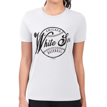 Women s G-III 4Her by Carl Banks White Chicago White Sox Super-Slim Fit Lightweight Distressed Baseball Team T-Shirt