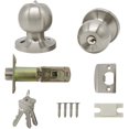thumbnail image 3 of Qucyy Keyed Entry Locks Handles Sets,Round Ball Knobs,Locksets Satin Nickel Finished,Stainless Steel (2Pack), 3 of 5