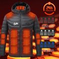 thumbnail image 2 of hoksml Men's Big Tall USB Heated Jacket with Removable Hood 29 Zone Heating 4 Temperature Controls Electric Rechargeable Battery Heating Coat, 2 of 9