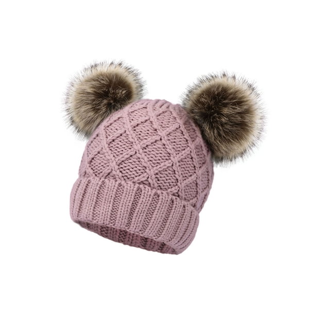 lån Benign Formen Arctic Paw Women Winter Beanie Cable Knit Fleece Lined Pom Pom Beanie Hat  Pink - Walmart.com