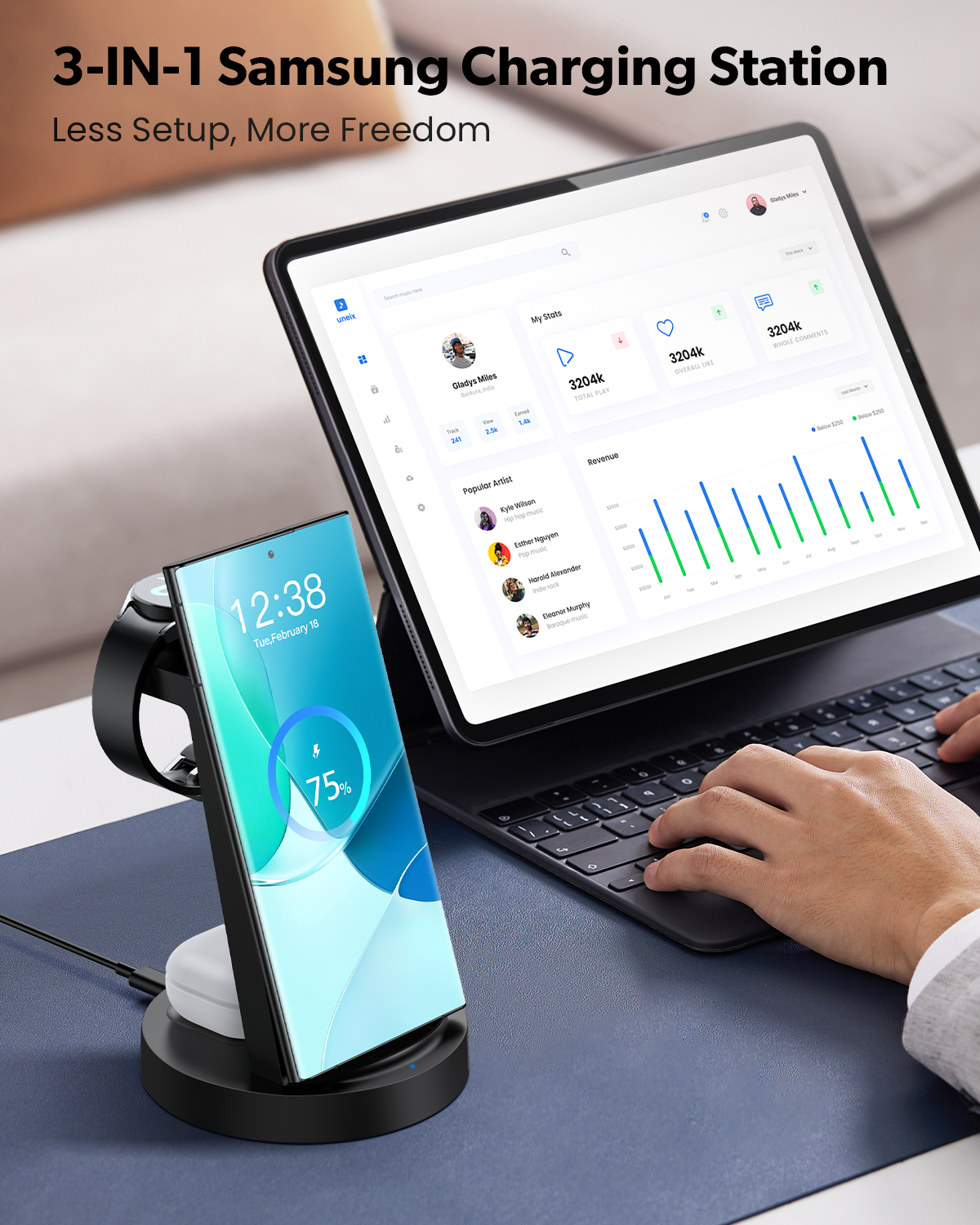 Etepehi 3-in-1 Wireless Charging Station for Samsung photo 5