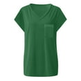 thumbnail image 6 of Delayuji Womens T Shirts V Neck Cap Short Sleeve Summer Tops Trendy 2025 Loose Casual Tshirts with Pocket Green L Cotton Short Sleeve Shirts for Women, 6 of 8