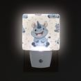 thumbnail image 3 of WOBOGO Smile Cute Rhinoceros LED Night Light 2 Pcs Set 0.5 Watt Wall Plug in Dusk to Dawn Automatic Switch Soft White Light, 3 of 7