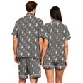 thumbnail image 5 of Couples Pajama Sets Matching Halloween 2 Piece Short Sleeve Button Down Pjs Soft Lightweight Sleepwear Lounge Set for Her Him Allover Seasonal Motif Print Light Gray 2XL, 5 of 5