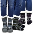 thumbnail image 1 of Teehee Womens Soft Premium Thermal Double Layer Crew Socks 3-Pack (9-11, Deer), 1 of 4