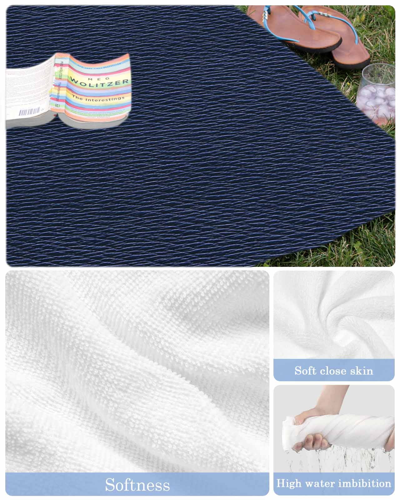 Solid Dark Blue Beach Towels Oversized Super Absorbent, Minimalism Abstract Denim Texture Lightweight Bath Towel Quick Dry Sets For Bathroom/Pool/Rv Camping/Beach Play/Gym Room/Picnic 30"x60"