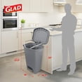 thumbnail image 2 of Glad Kitchen Trash Can | Large Plastic Waste Bin with Odor Protection of Lid | Hands Free with Step On Foot Pedal and Garbage Bag Rings, 13 Gallon, Grey, 2 of 9