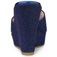 thumbnail image 3 of Sandalias de cuña Allegra K Brillo Plataforma Sin cordones Azul marino 39, 3 of 6