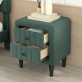 thumbnail image 2 of Nightstand with 2 Drawers and Handle, Elegant Velvet Upholstered Bedside Table with Wood Legs Functional Storage Cabinet for Living Room Bedroom Easy Assembly, Green, 2 of 7