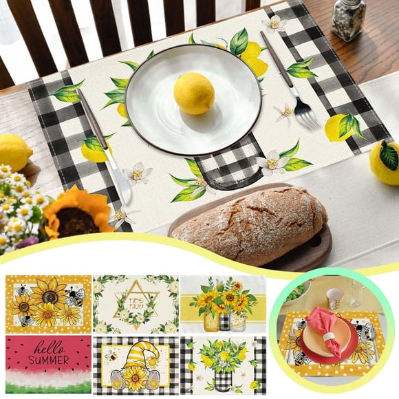 Tapis de Barbecue et Tapis de Feu - Napperons en Lin Tournesol Joyeux Melon D\'eau Durables pour la Cuisine et les Activités Extérieures