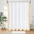 thumbnail image 2 of FRAMICS Yellow Scalloped Shower Curtain Sets with Rug, 14 Piece Fabric Bathroom Sets with Hooks, Heavy-Duty & Waterproof, 72" x 72", 2 of 10