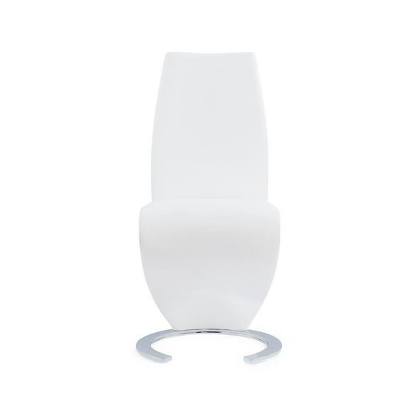 Global Furniture Dining Chair White Pu with Horseshoe Base