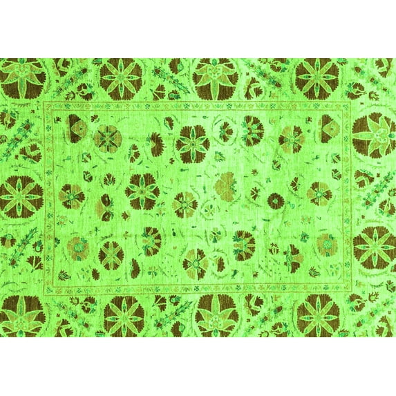 Ahgly Company Indoor Rectangle Abstract Green Modern Area Rugs, 2' x 5'